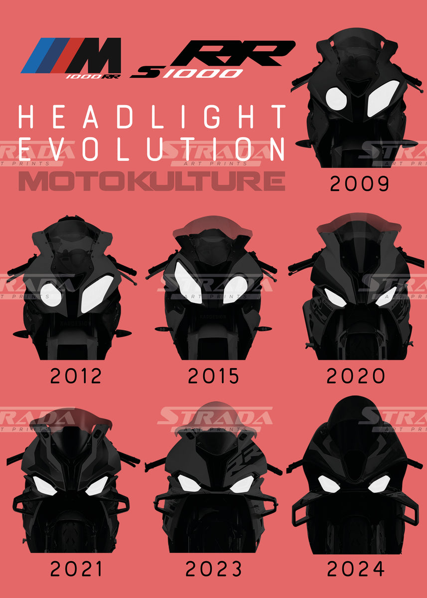 BMW S1000RR Headlight Evolution - Peach – Strada Art Prints