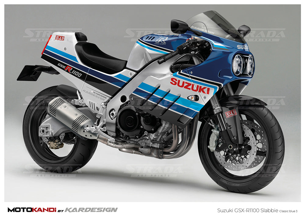 Suzuki GSX-R1110 'Slabbie' Classic blue 3 – Strada Art Prints